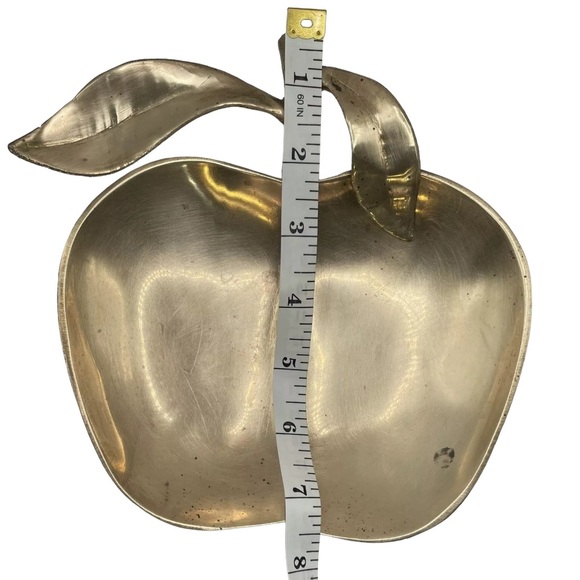 Vintage Brass Dish Apple Shaped Catch All Or Trinket Dish - Picture 2 of 4